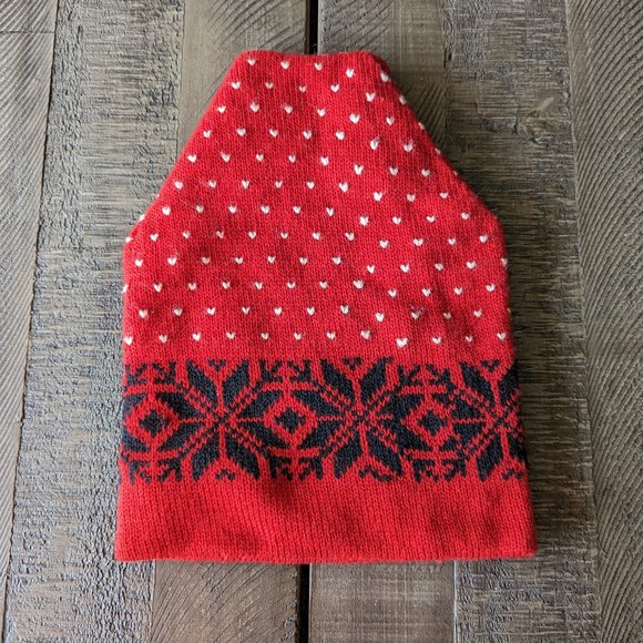 Red Heart Knit Beanie Valentines Day Hearts Date Night - Picture 1 of 4